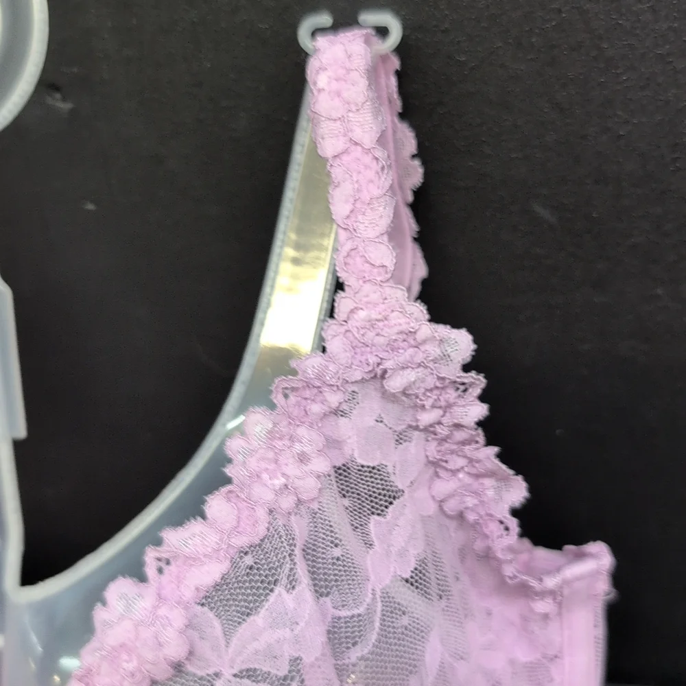 Skims Stretch Lace Unlined Demi Bra 34DDDD Baby Pink - Picture 3 of 12